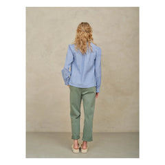 M.A.B.E. - Chrissie Cotton Striped Blouse | Blue