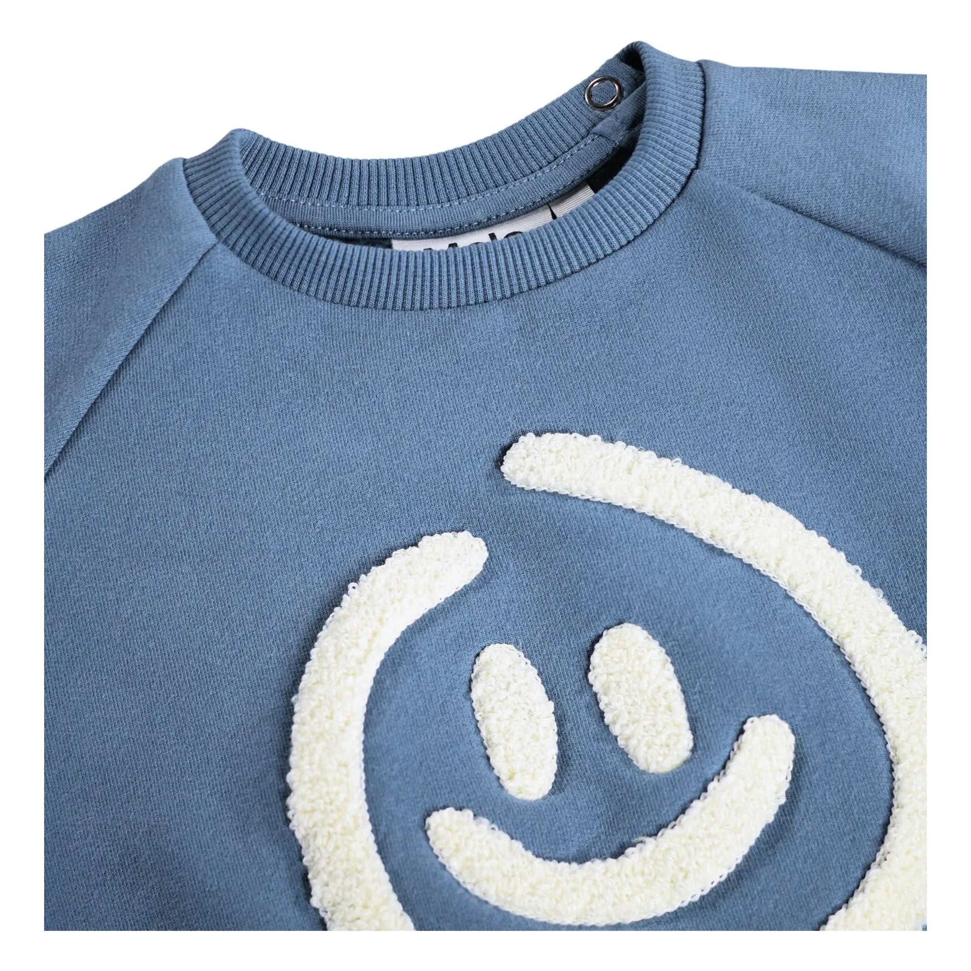 Molo - Disk Smiley Organic Cotton Sweater | Light Blue