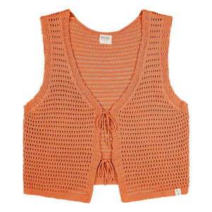 Matona - Strappy Knotted Organic Cotton Vest | Apricot