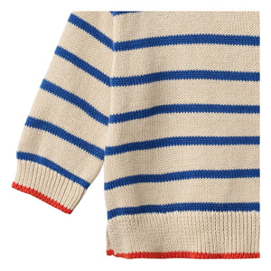 Wheat - Morgan Organic Cotton Striped Knit Sweater | Blue