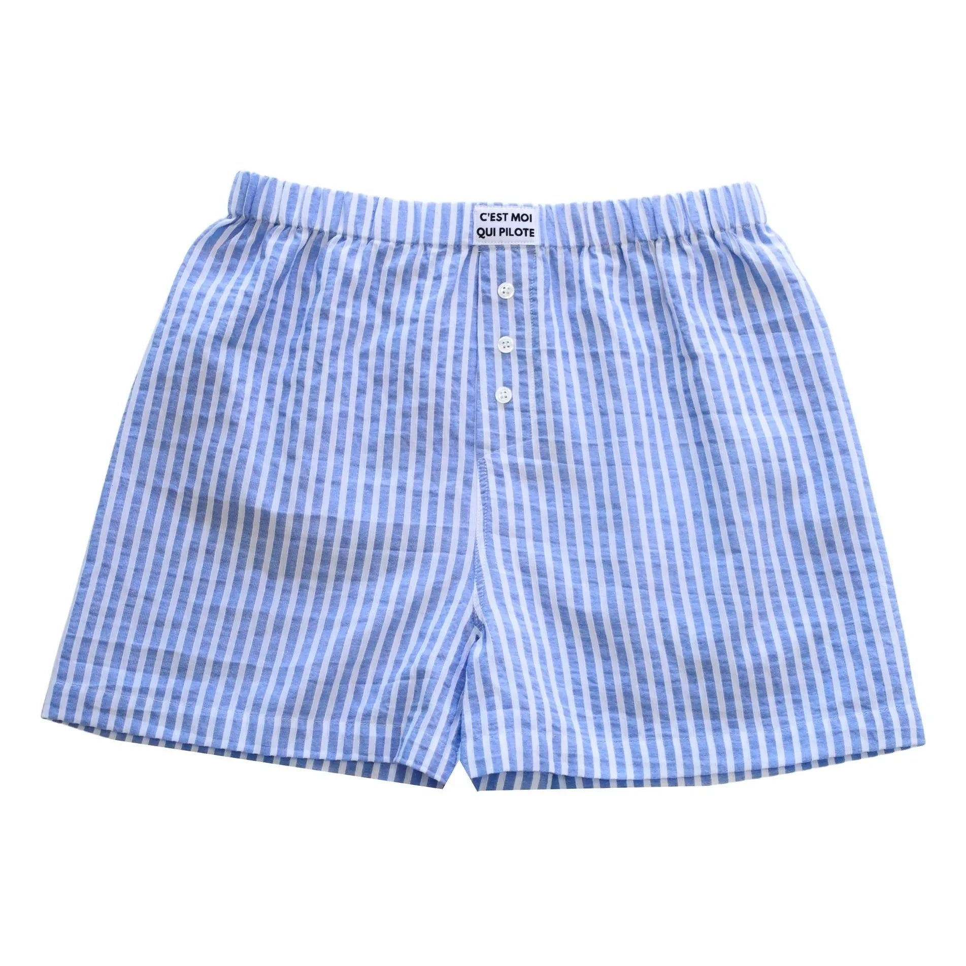 C'est moi qui pilote - Striped Shorts | Blue
