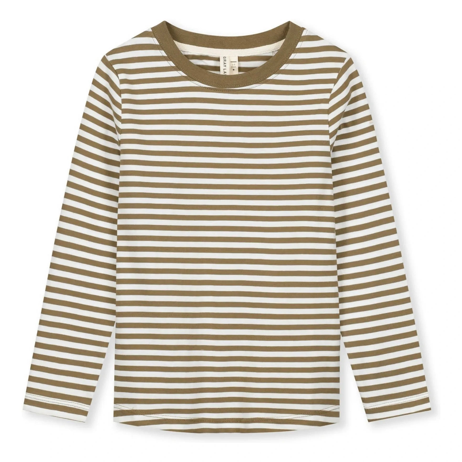 Gray Label - Striped Organic Cotton T-Shirt | Dark Khaki Brown