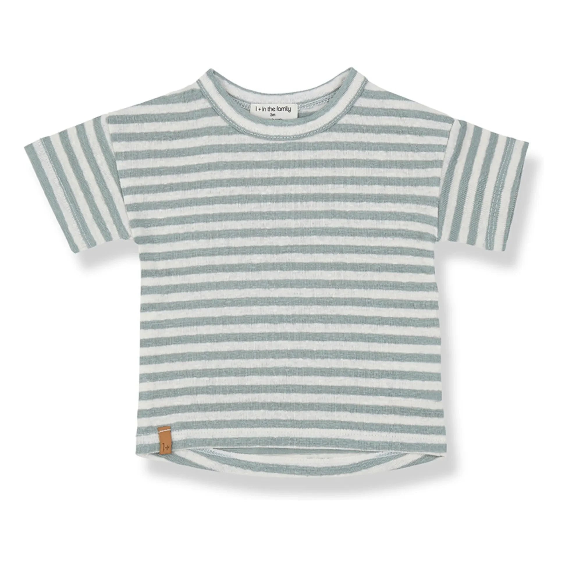 1+ in the family - Striped Linen T-Shirt | Green Water