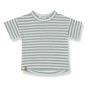1+ in the family - Striped Linen T-Shirt | Green Water