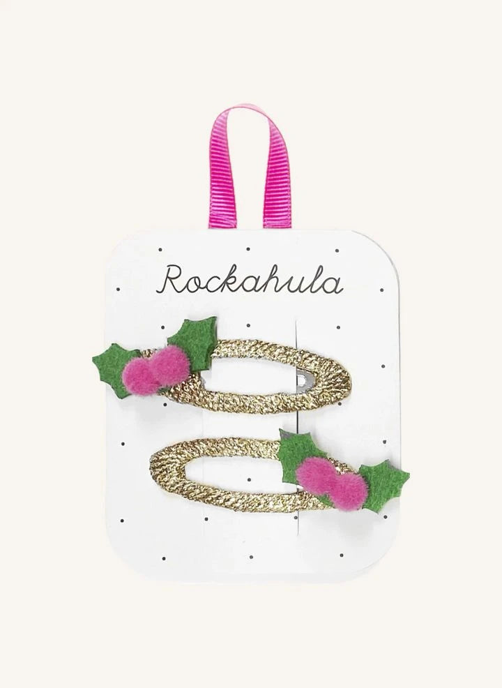 Rockahula Kids - 2’li Holly Püsküllü Saç Tokası Seti | Yeşil