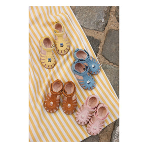 Lazare - Colette Floral Embroidered Sandals | Light yellow