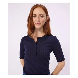 Petit Bateau - Pointelle Turtleneck T-Shirt | Navy Blue