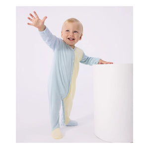 Petit Bateau - Color Block Striped Milleraies Organic Cotton Pajamas | Green