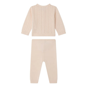 Bonpoint - Organic Cotton Cardigan and Leggings Set | Powder Pink