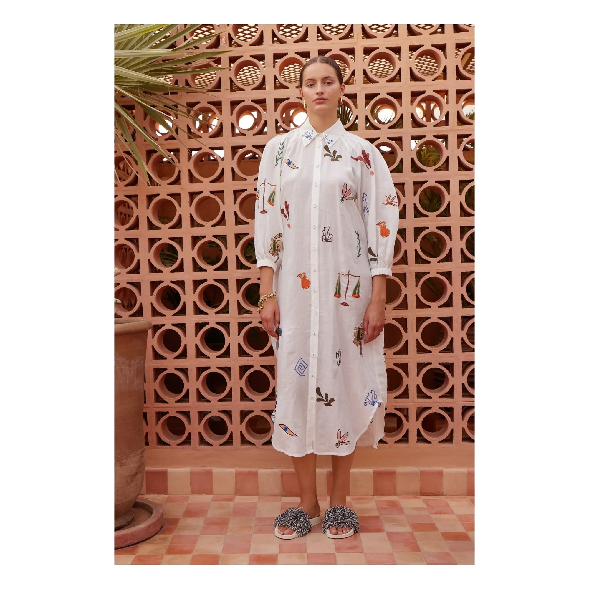 Alémais - Mina Embroidered Dress | White