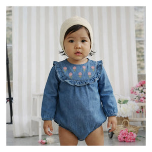 Lililotte - Berenice Tencel Organic Cotton Embroidered Jumpsuit | Denim blue