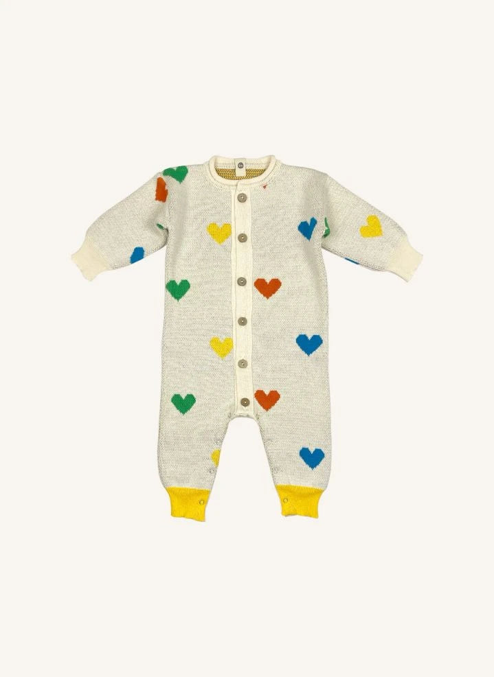 Bayiri - Cute Hearts Organic Cotton Romper | Ecru