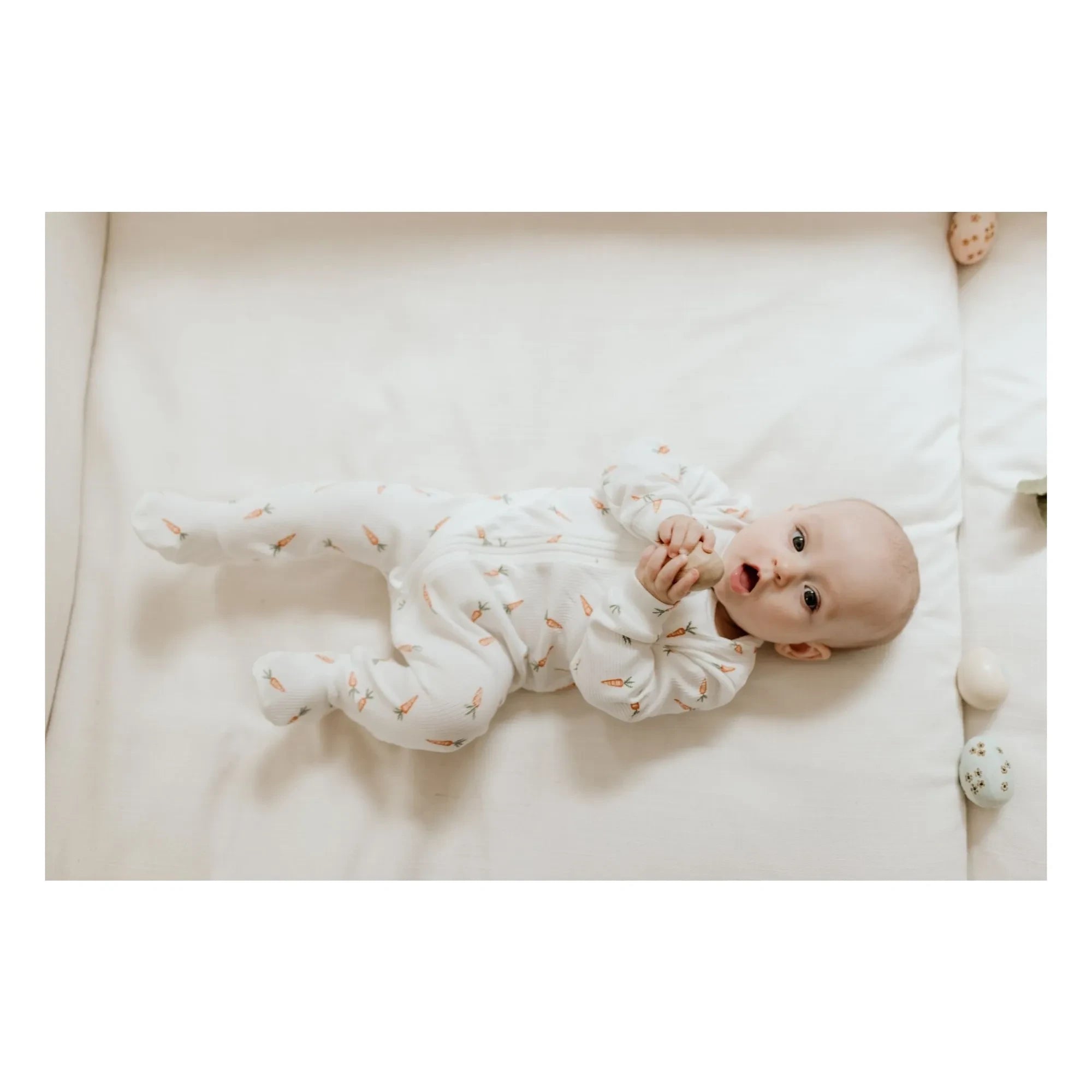 Petit Lem - Carrot Footed Pajama, Ribbed Organic Cotton | White