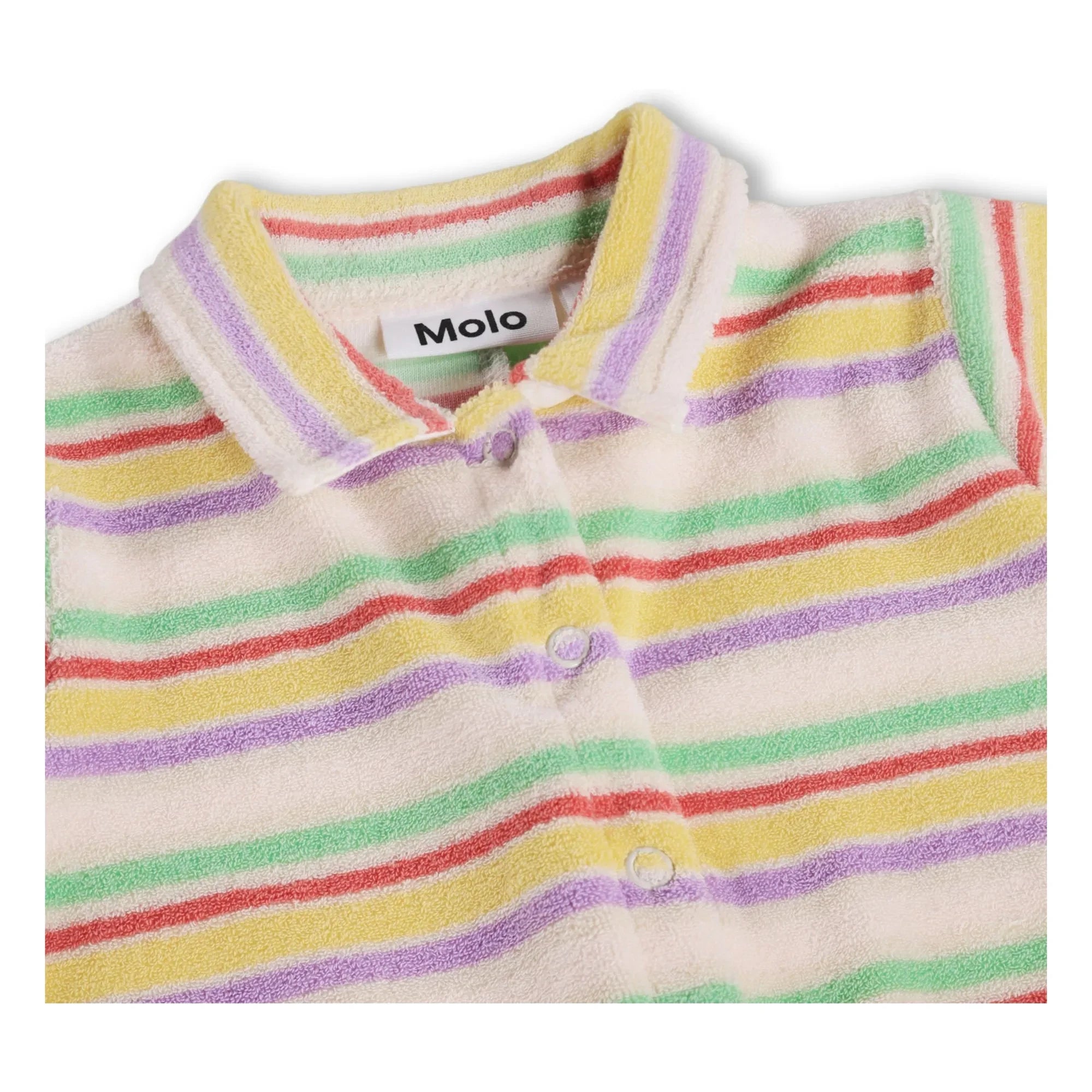 Molo - Fawn Striped Organic Cotton Romper | Ecru
