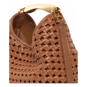 Elleme - Small Boomerang Knit Leather Bag | Cognac