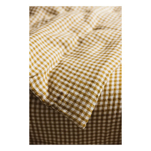 Gabrielle Paris - Gingham Washed Linen Duvet Cover | Yellow Curry