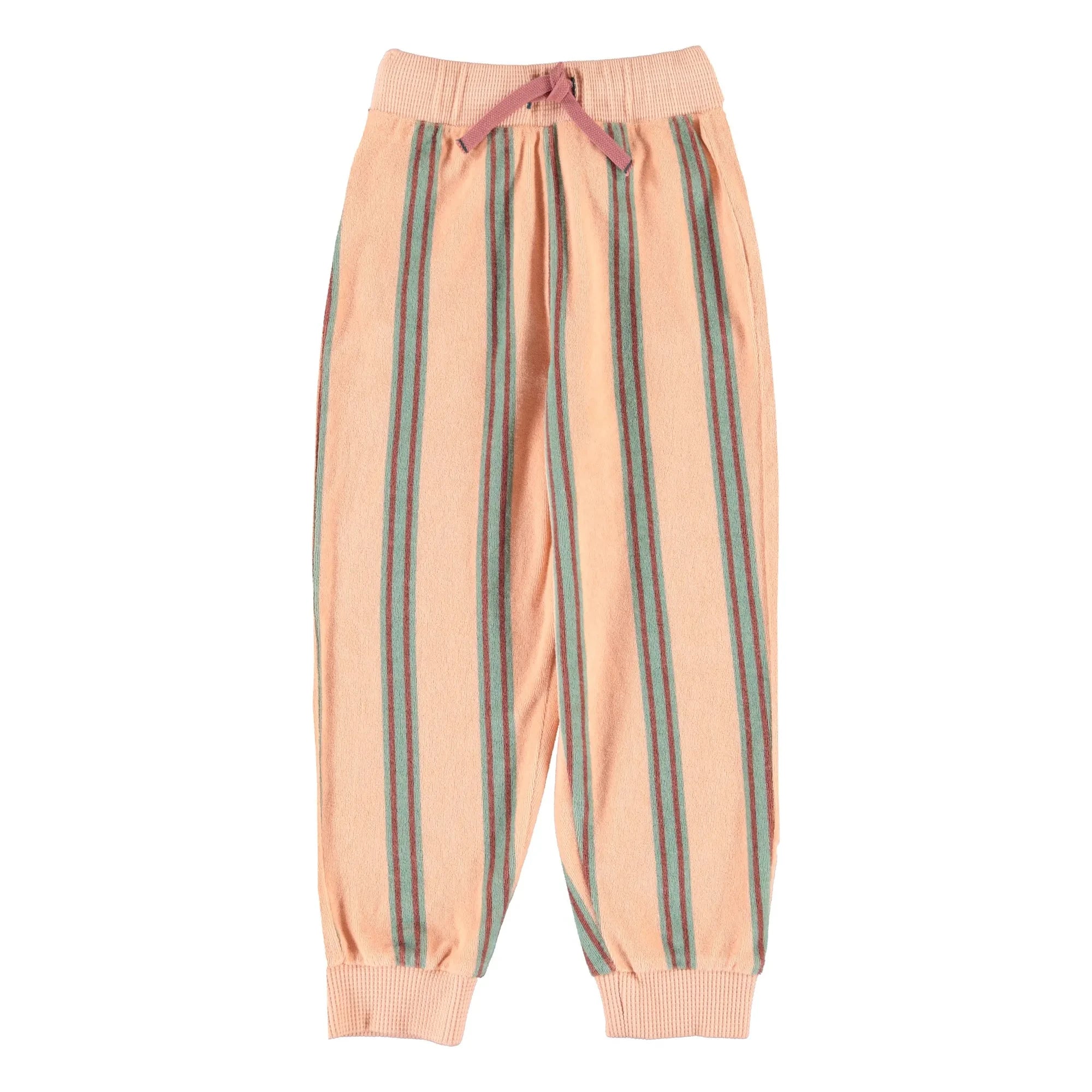 Piupiuchick - Striped Organic Cotton Terry Jogger Pants | Pink