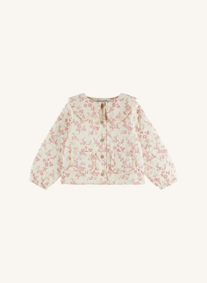Emile et Ida - Organic Cotton Fleurie Quilted Jacket | Ecru