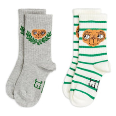 Mini Rodini - 2 Pairs E.T. Organic Cotton Socks | Grey Melange