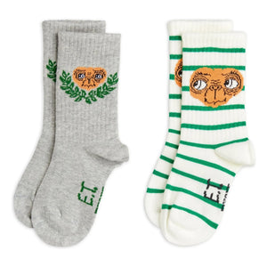 Mini Rodini - 2 Pairs E.T. Organic Cotton Socks | Grey Melange