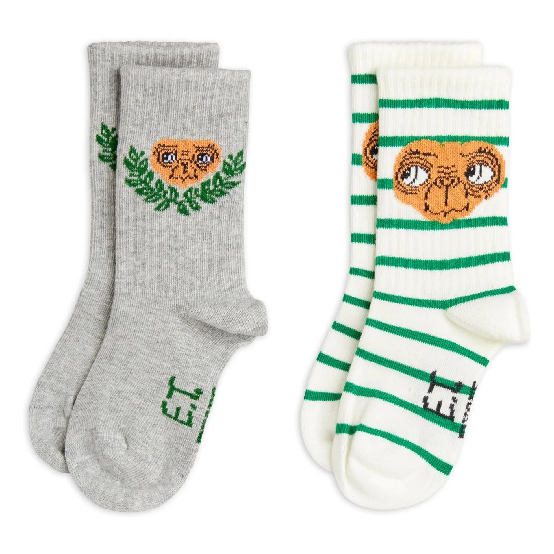 Mini Rodini - 2 Pairs E.T. Organic Cotton Socks | Grey Melange