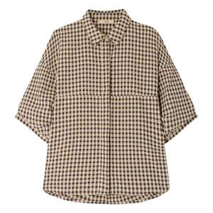 Sessùn - Florentina Cotton Checkered Shirt | Sand