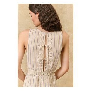 Louise Misha - Ariane Striped Linen and Cotton Dress | Cream