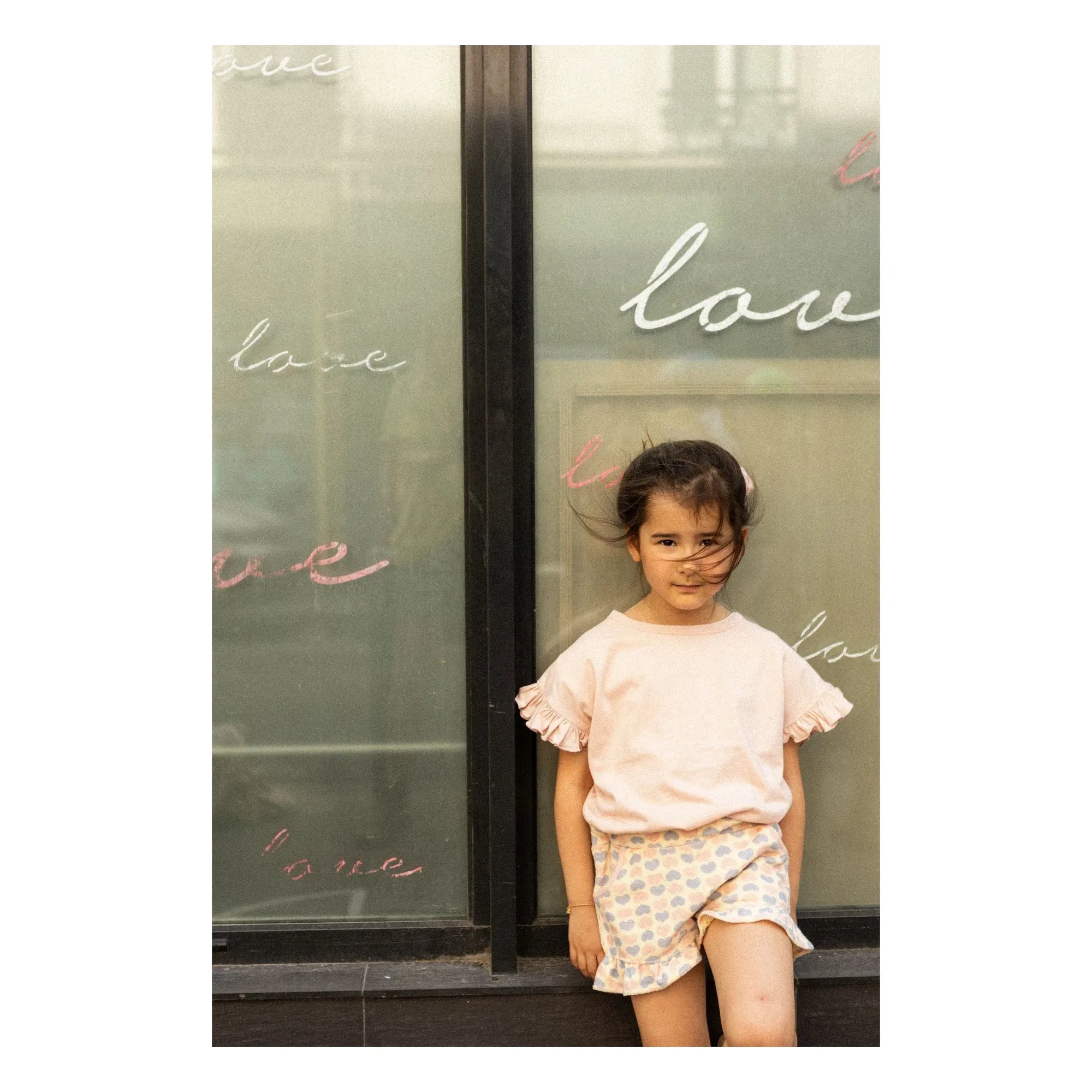 Louis Louise - Astrée Ruffled Shorts Terry Fabric Hearts | Dusty Pink