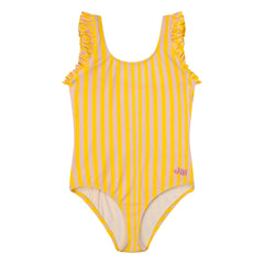 Jera Mini - Striped Ruffle Swimsuit | Yellow