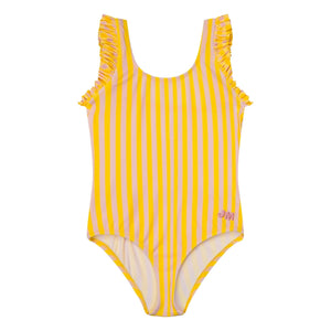 Jera Mini - Striped Ruffle Swimsuit | Yellow
