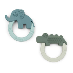 Done by Deer - Giraffe Tooth Teething Rings - Set of 2 | Green