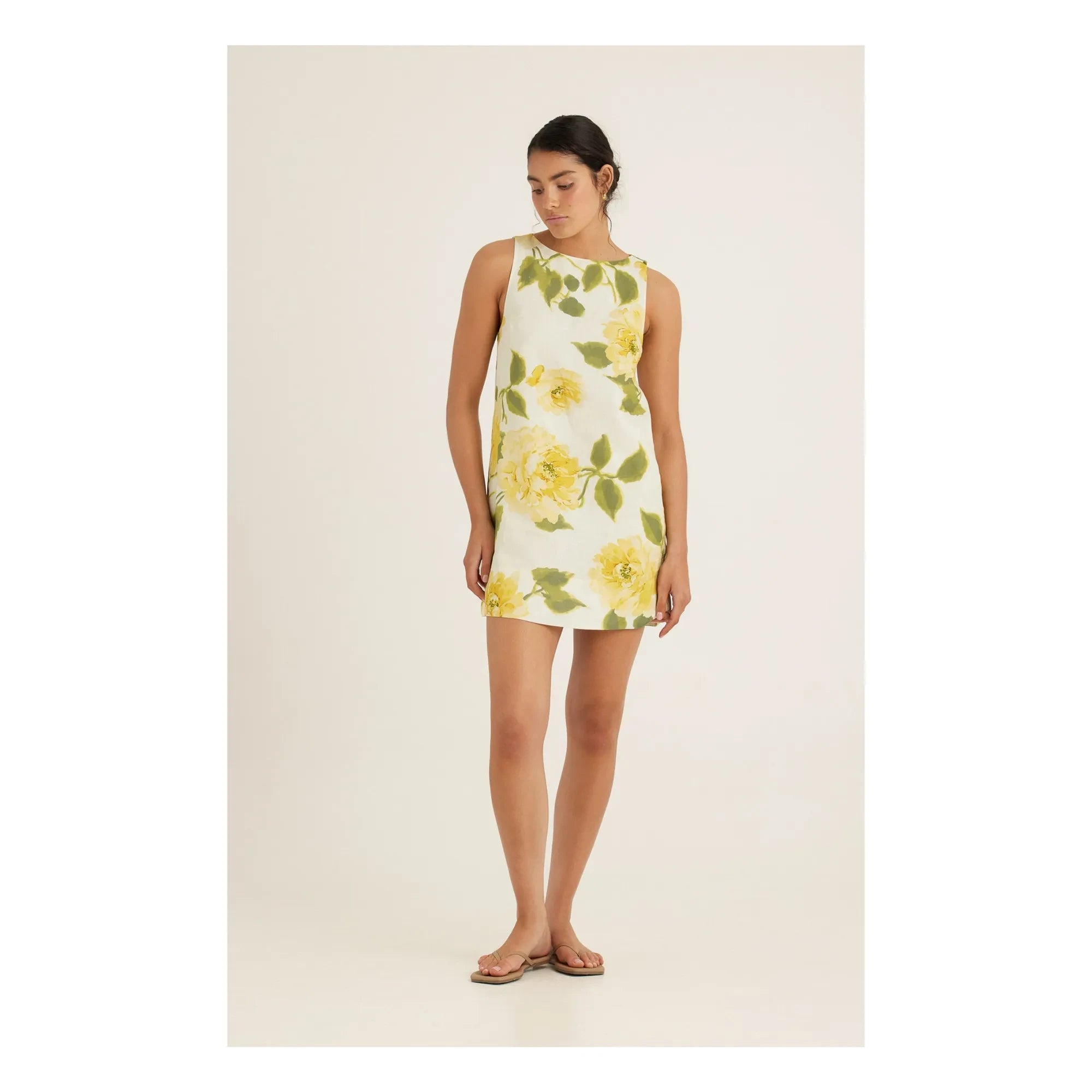 Peony - Linen Shift Dress | Yellow