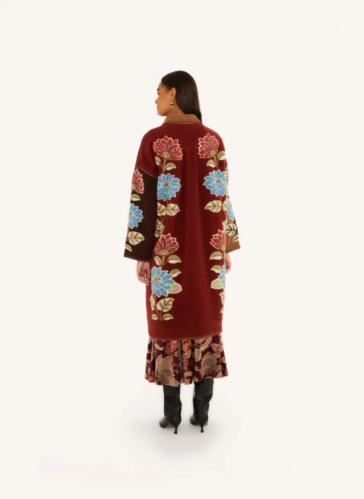 Farm Rio - Delhi Floral-Patterned Coat | Brown