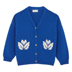 birinit - Cobalt Embroidered Flower Cardigan | Royal Blue