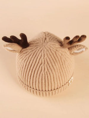 Dinossi - Children's Beanie with Deer Antlers and Ears, Cream