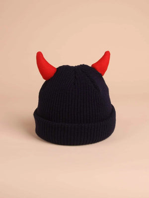 Dinossi - Red Horned Kid's Beanie Black