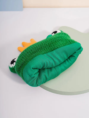 Dinossi - Green King Frog Children's Beanie with Polar Fleece