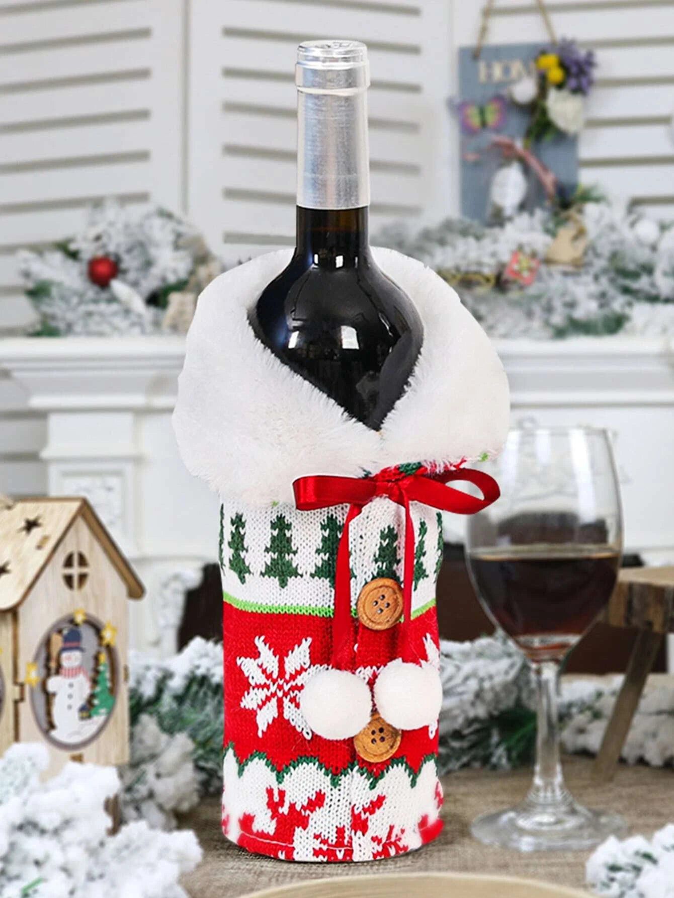 Dinossi - Christmas Pompom Decor Wine Bottle Dress