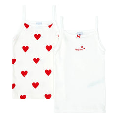 Petit Bateau - 2-Pack Organic Cotton Heart Singlet | White