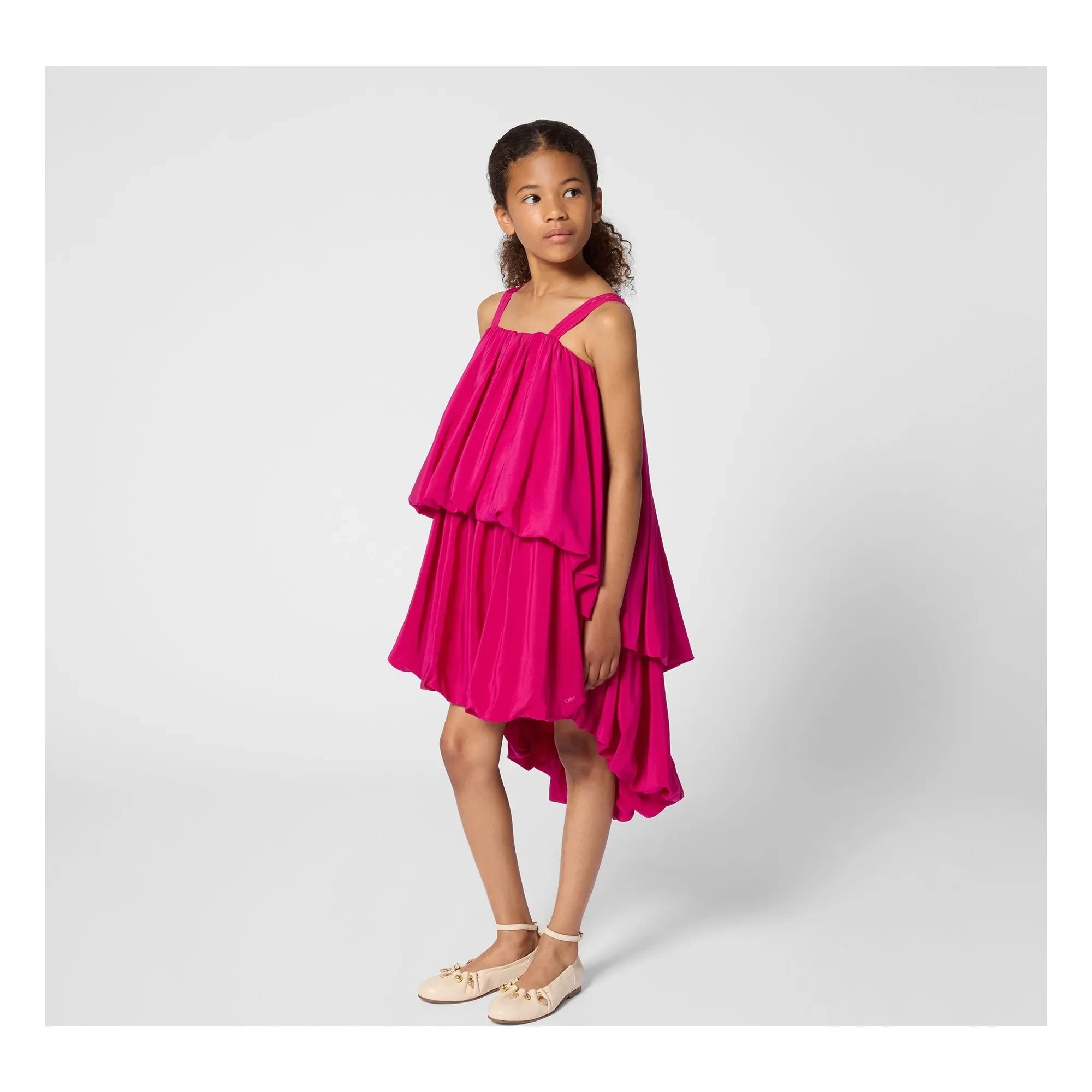Chloé - Satin Crepe Puffy Dress | Fuchsia