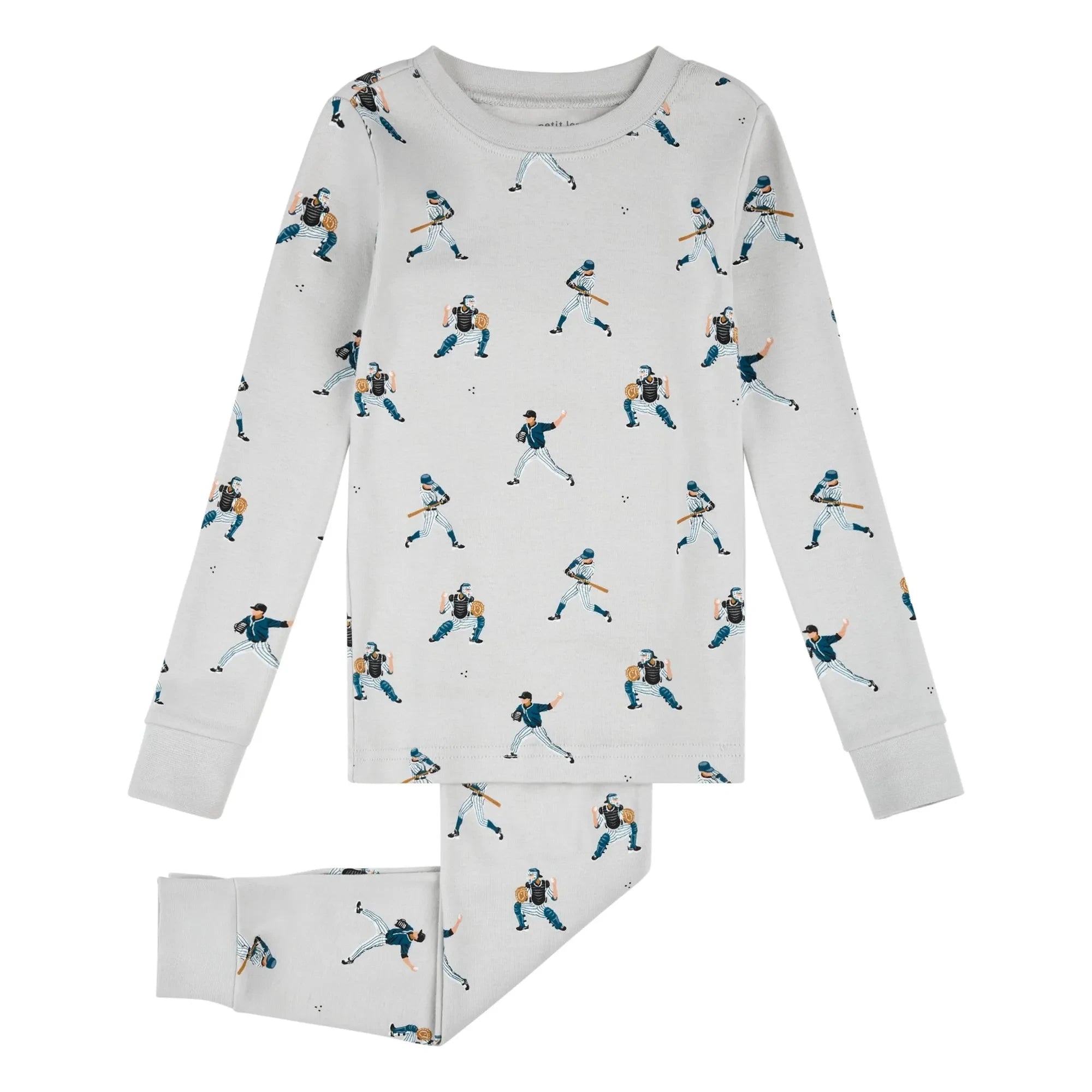 Petit Lem - Organic Cotton Baseball Pajamas | Gray