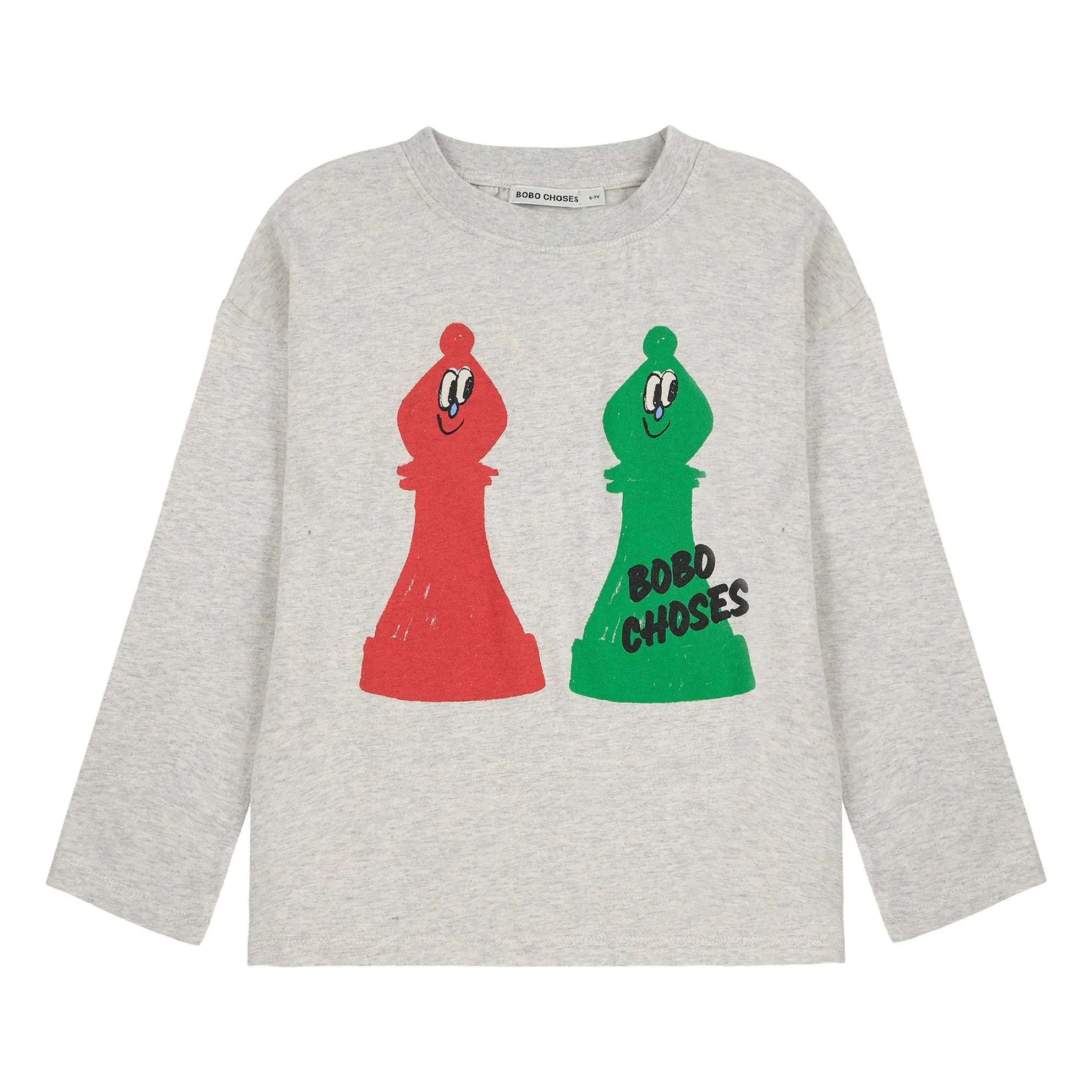 Bobo Choses - Organic Cotton Chess T-shirt | Grey Melange