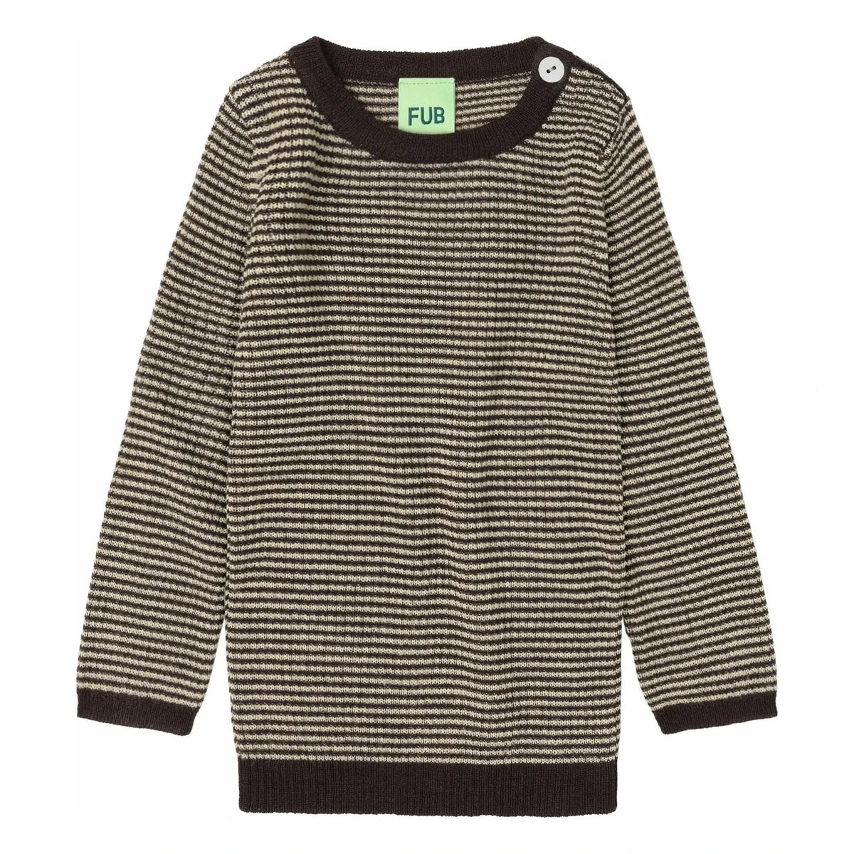FUB - Merino Wool Striped Fine Knit Sweater | Brown