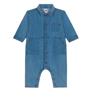 Petit Bateau - Matin Denim Romper | Denim Blue