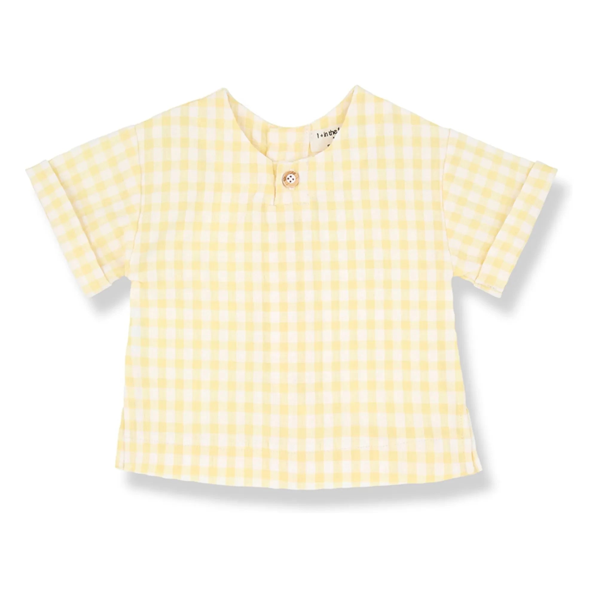 1+ in the family - Santorini Vichy Seersucker Shirt | Pale Yellow