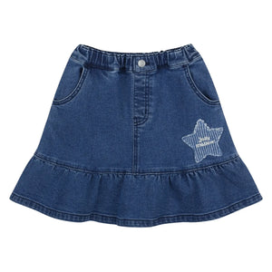 Jelly Mallow - Blue Ruffled Denim Skirt