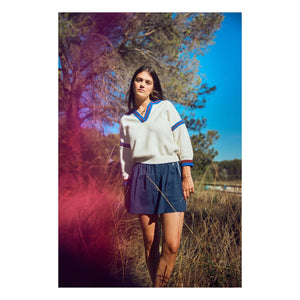 Indee - Vasislas Embroidered Short Skirt | Navy Blue