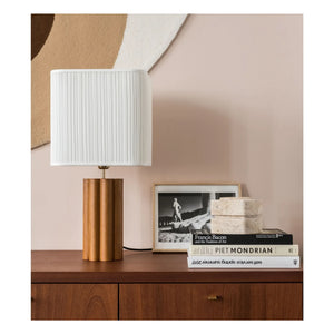 The Socialite Family - Iroko Veneered Beech Body and Pleated Cotton Gioia Table Lamp - EU Version (220 V) | Iroko