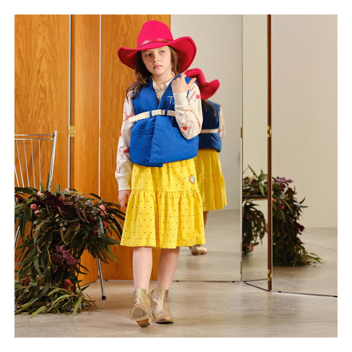 The Animals Observatory - Bird Velvet Skirt | Yellow