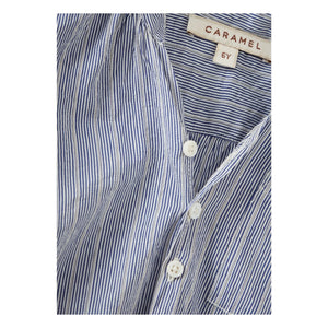 Caramel - Adonis Striped Silk Shirt | Azure blue